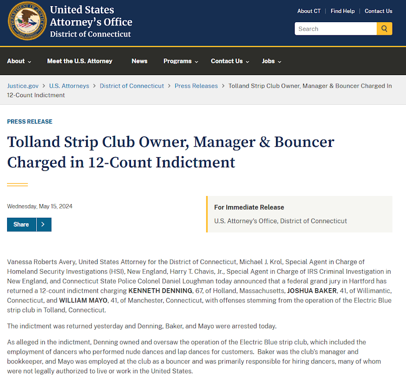 Kenneth Denning Tolland news